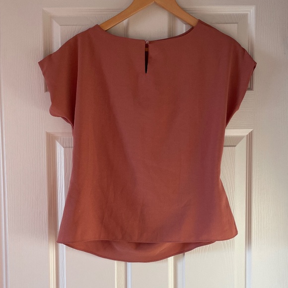 Dusty Rose Short Sleeve Cowl Neck Blouse - Picture 4 of 7